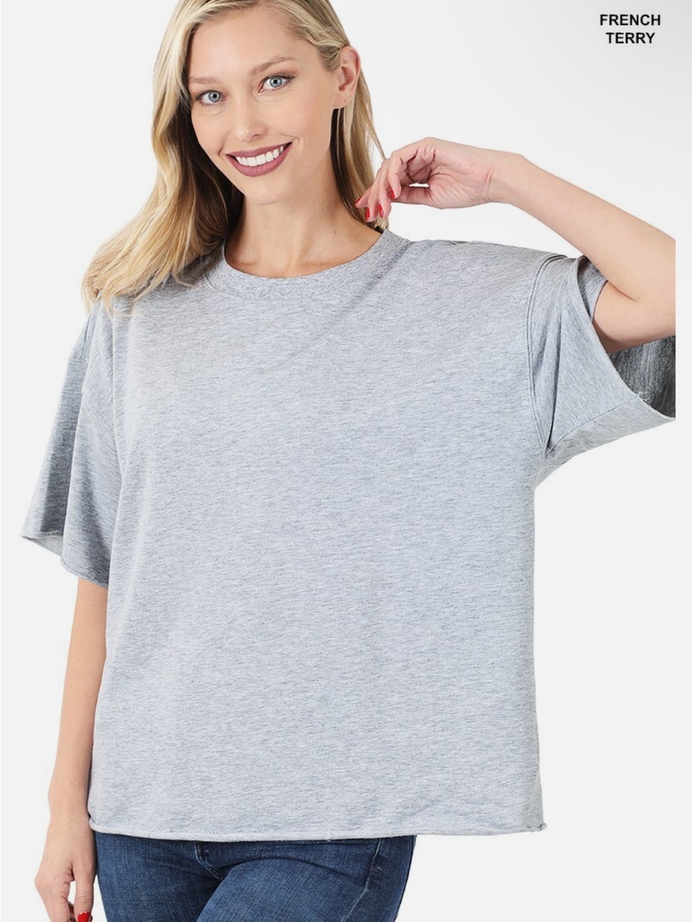NWOT Zenana Cotton French Terry Round Neck Tee Size S/M